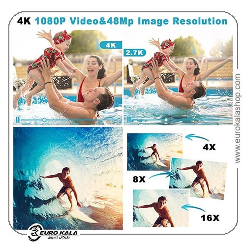 Underwater Camera دوربین حرفه ای غواصی اروپایی FHD 2.7K 11FT 48MP 11X