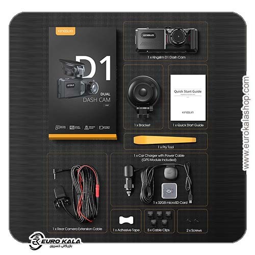 Kingslim D1 Dash Cam Front and Rear with GPS دوربین ثبت وقایع حرفه ای خودرو