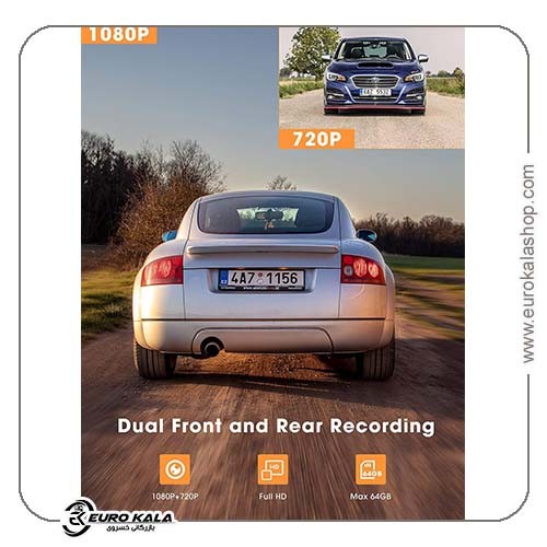 Kingslim D1 Dash Cam Front and Rear with GPS دوربین ثبت وقایع حرفه ای خودرو