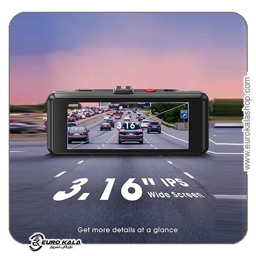Kingslim D1 Dash Cam Front and Rear with GPS دوربین ثبت وقایع حرفه ای خودرو