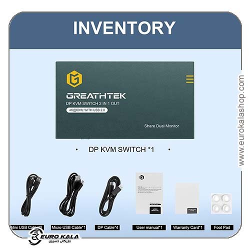 سوییچ KVM دو مانیتوره DisplayPort 4K