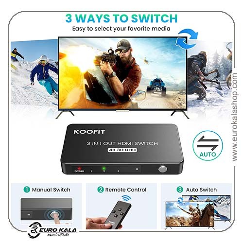 سوییچ HDMI سه ورودی و یک خروجی KOOFIT