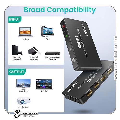 سوییچ HDMI سه ورودی و یک خروجی KOOFIT