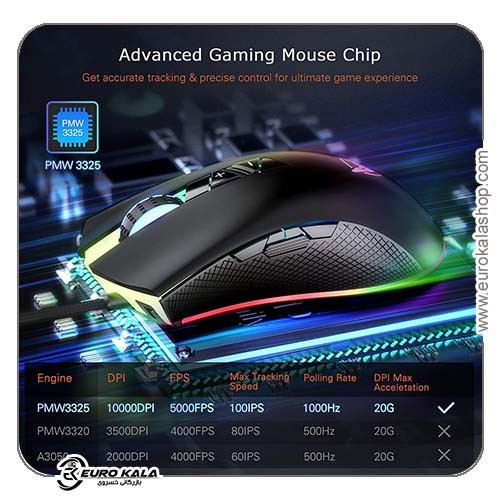 ماوس گیمینگ حرفه‌ای PICTEK PC217 سیمی