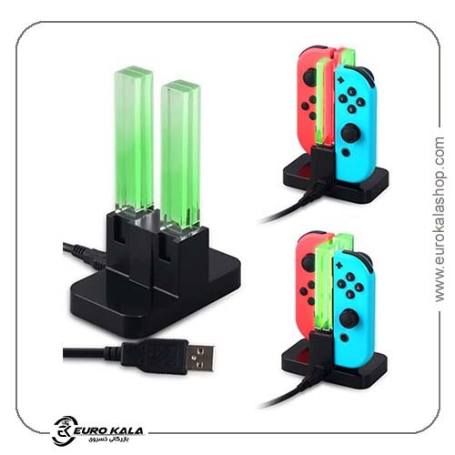 ایستگاه شارژ 4 در 1 برای کنترلرهای Joy-Con نینتندو سوییچ با نمایشگر LED اختصاصی (برند sefudun)