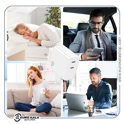 شارژر سریع USB-C chcela 40W با دو پورت PD