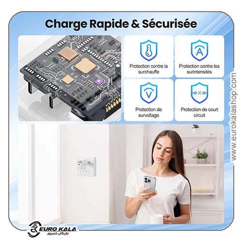 شارژر سریع USB-C chcela 40W با دو پورت PD