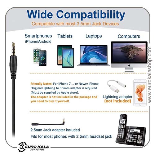 هدست باسیم Wantek 600FJ3.5 با میکروفون حذف نویز