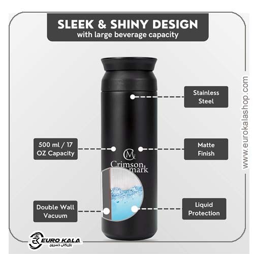 بطری آب استیل ضد زنگ Genri با ظرفیت 500 میلیلیتر Genri Black Stainless Steel Water Bottle