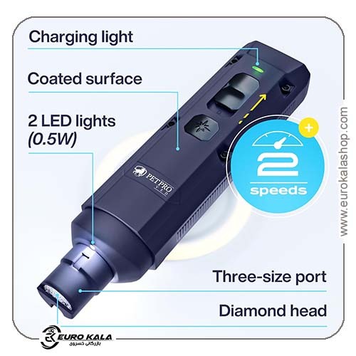 سوهان برقی ناخن حیوانات خانگی PETPROVED با چراغ LED