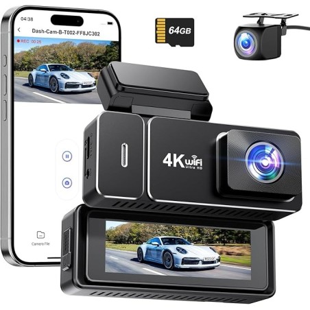 دوربین ثبت وقایع خودرو جلو و عقب 4K + 1080P برند CHORTAU با B-T002 WiFi
