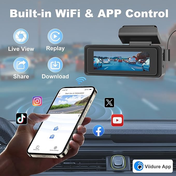 دوربین ثبت وقایع خودرو جلو و عقب 4K + 1080P برند CHORTAU با B-T002 WiFi
