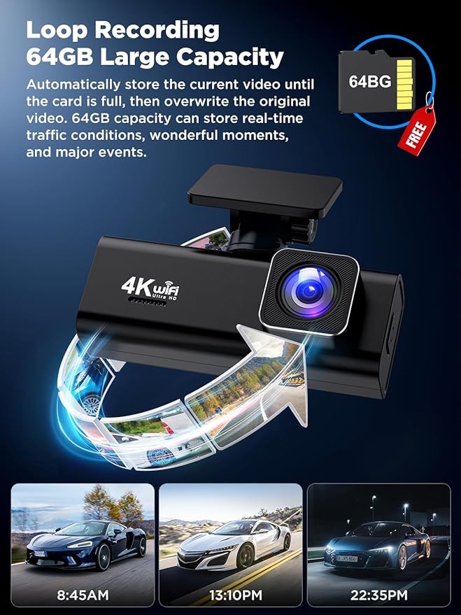 دوربین خودرو جلو و عقب 4K + 1080P با FSAVUSCAM V-32 WIFI