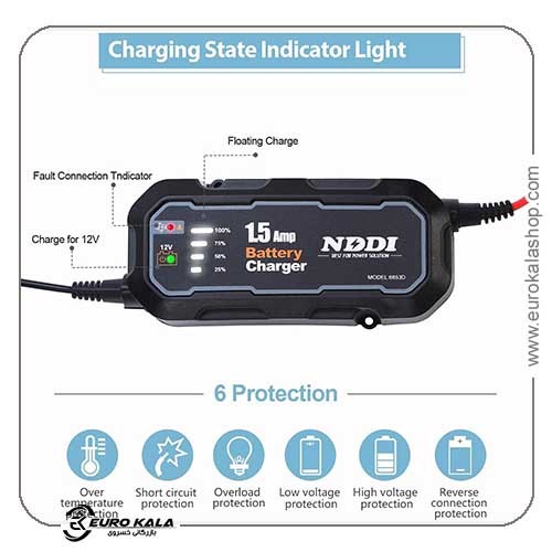 شارژر هوشمند باتری خودرو NDDI POWER 12V 1.5A  Fully Automatic Smart Car Battery Charger