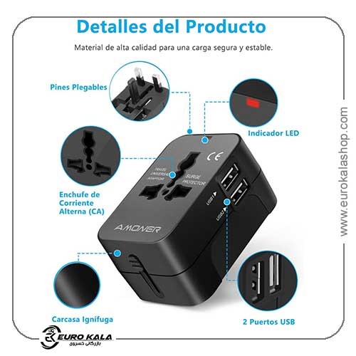 آداپتور مسافرتی یونیورسال آمونر مدل Amoner Universal Travel Plug