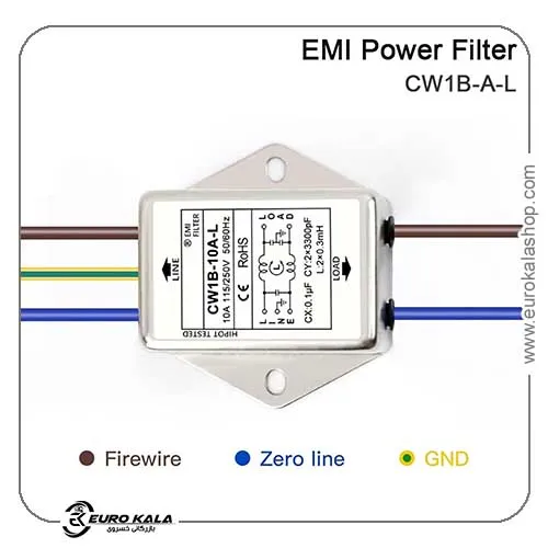 فیلتر نویز برق EMI مدل CW1B-10A تک فاز 220 ولت